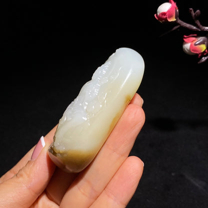 和田精品且末金山糖羊脂糖白玉观音