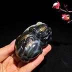 和田玉籽料青花貔貅手把件