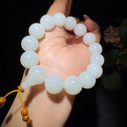 和田玉白玉圆珠手串