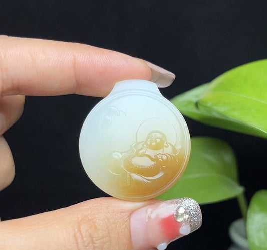 新疆和田玉且末糖白羊脂玉佛公