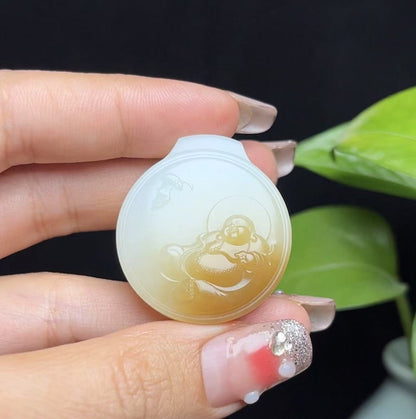 新疆和田玉且末糖白羊脂玉佛公