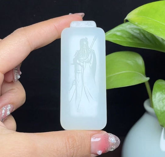 和田羊脂玉关公挂件