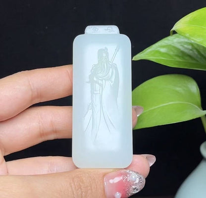 和田羊脂玉关公挂件