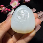 和田玉糖白玉观音牌挂件