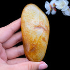 和田玉-洒红皮青花底籽料手把件