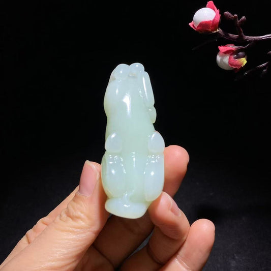 和田翠色白玉生肖马