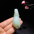 和田翠色白玉生肖马