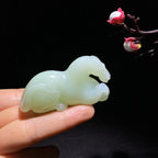 和田翠色白玉生肖马