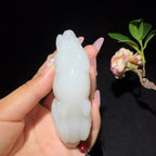 和田玉白玉手把件马到成功