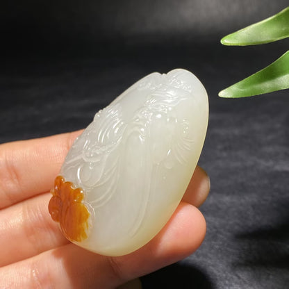 和田玉籽料关公挂件