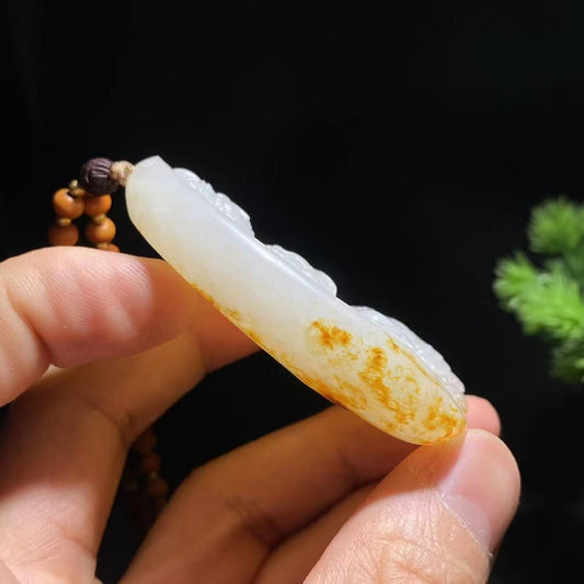 和田玉籽料文殊菩萨挂件