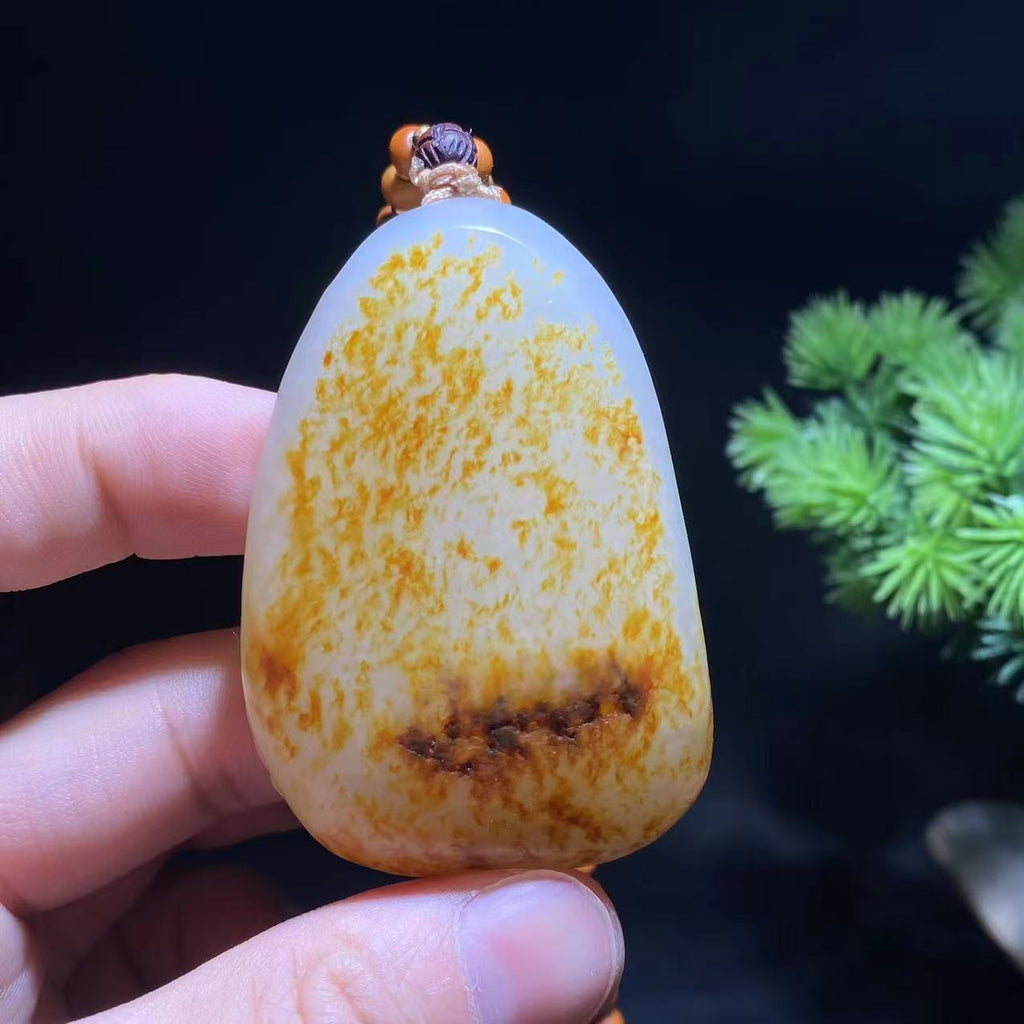 和田玉籽料文殊菩萨挂件