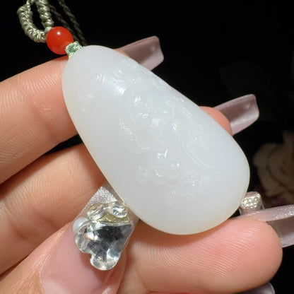 和田玉白玉挂件喜事连连（16.1g）