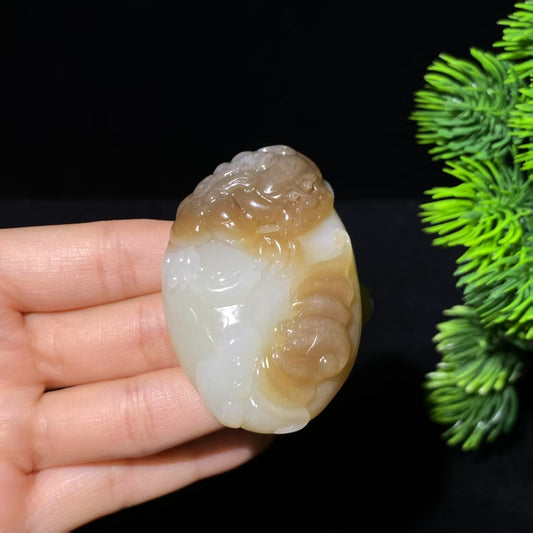 和田糖白玉财富双全挂件（79.8g）