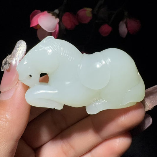 和田玉白玉挂件马到成功（46.9g）