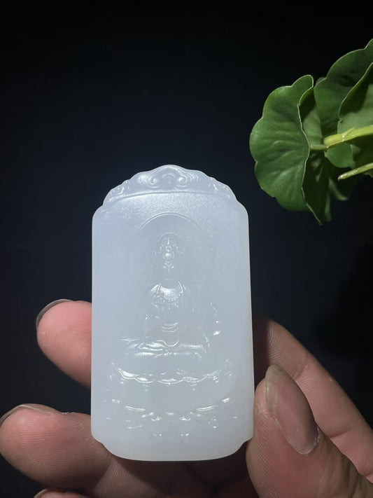和田白玉观音牌挂件（73.3g）