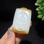 和田玉糖白观音牌子挂件（31.3g）