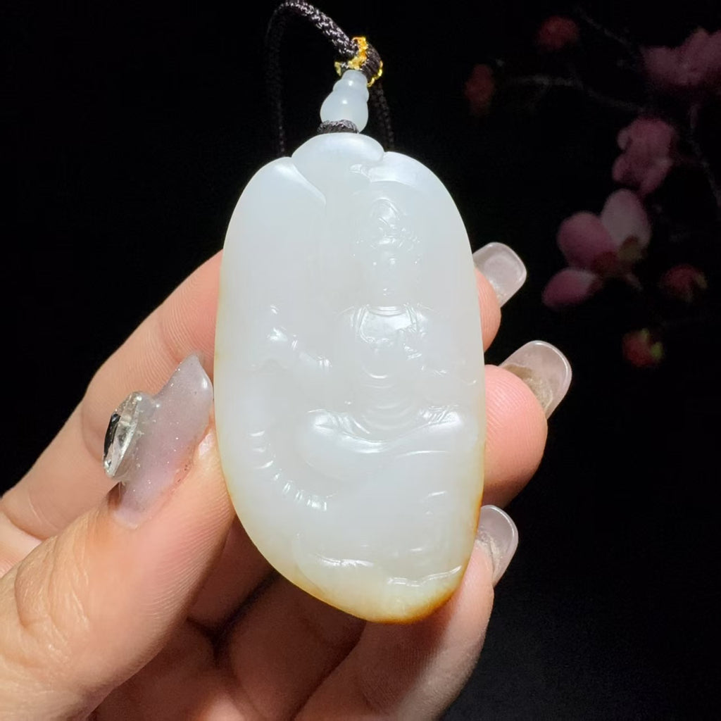 和田玉籽料普贤菩萨挂件（26.1g）