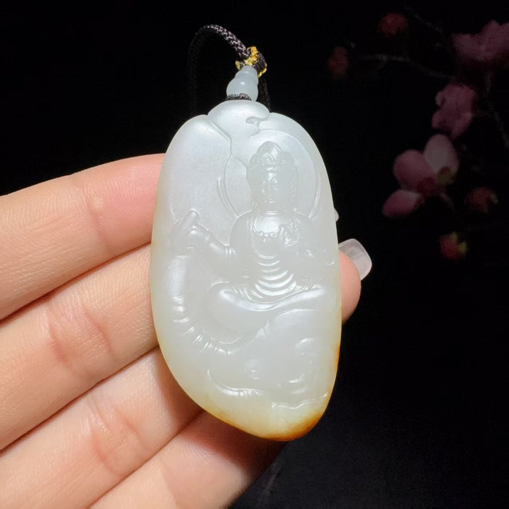 和田玉籽料普贤菩萨挂件（26.1g）
