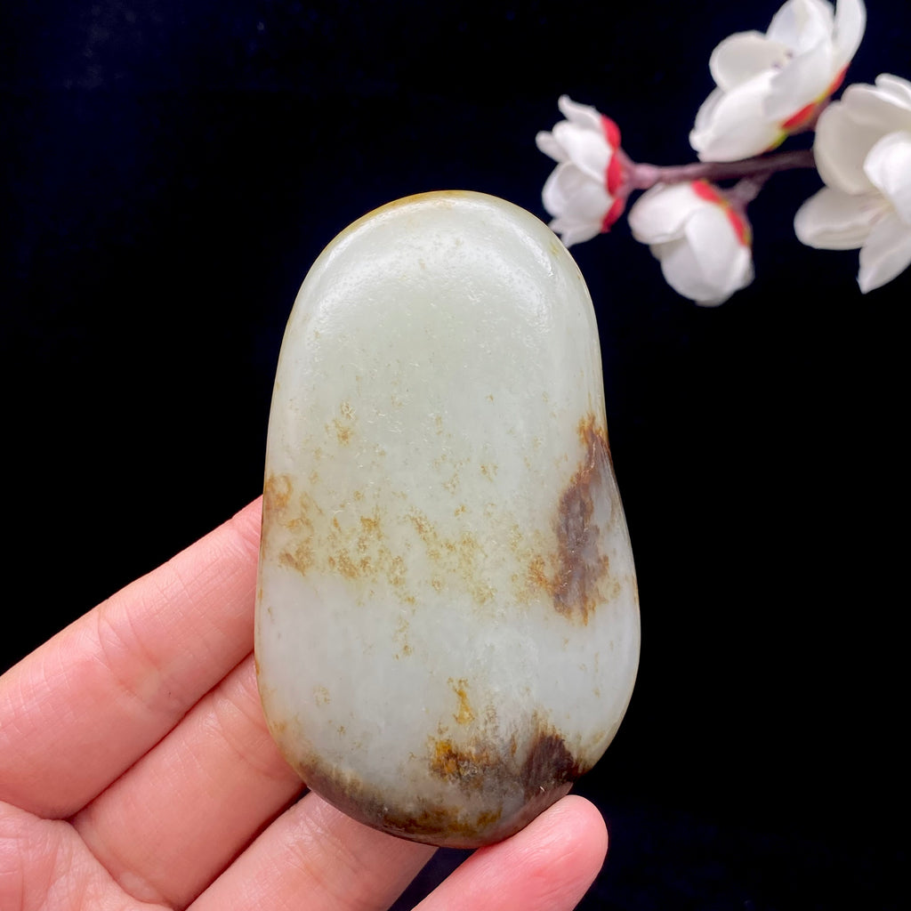 和田玉-洒金皮青白肉籽料原石（95.6克）