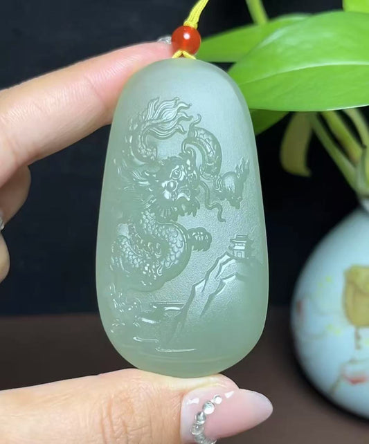 和田玉湖水绿龙牌（59.3g）