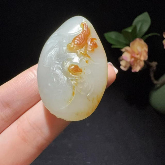 和田玉籽料喜事连连挂件（35.3g）