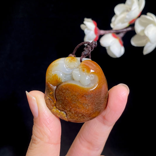 和田玉-红沁皮籽料【猴子】29.7克