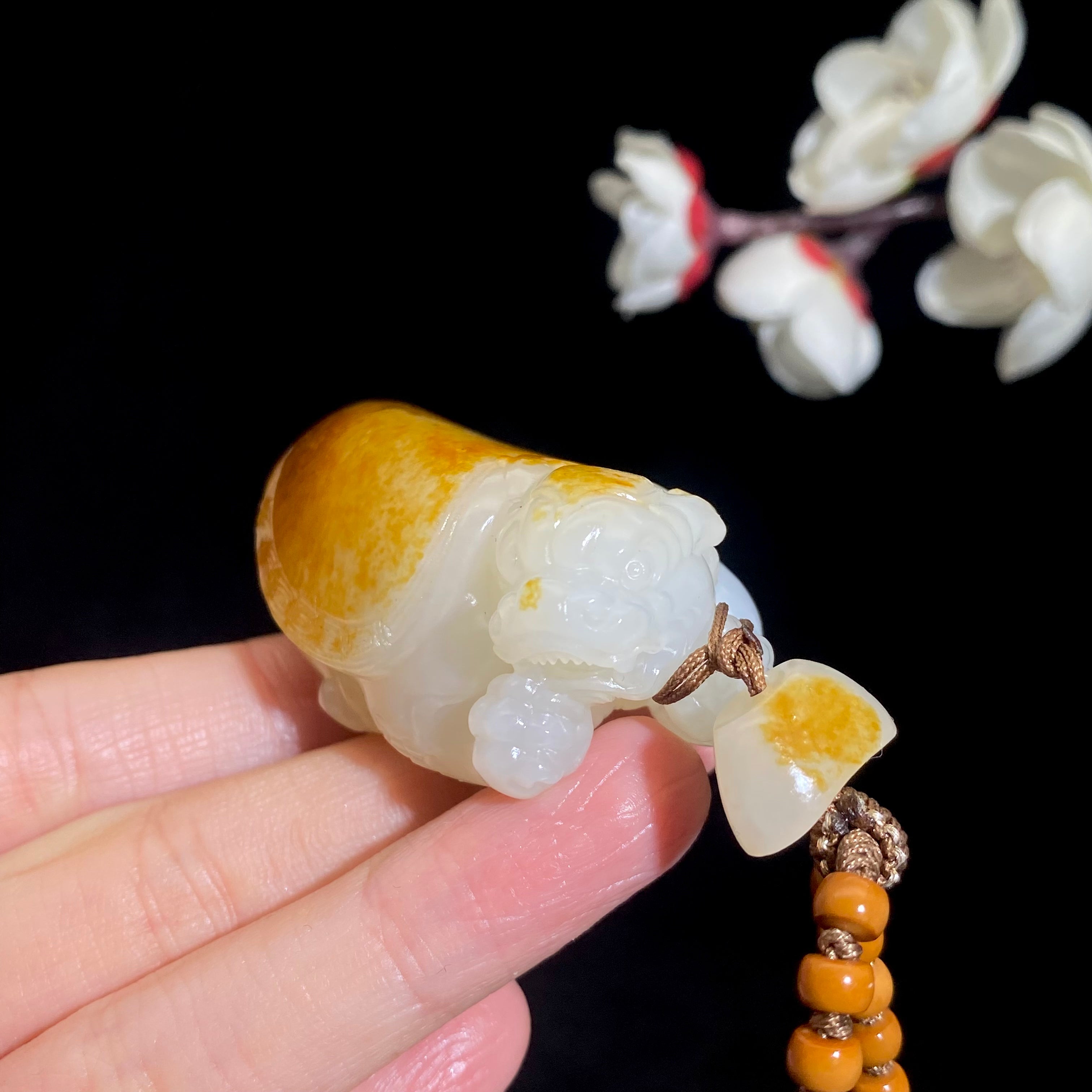 和田玉ペンダント★貴重な籽料虎皮 和田玉-籽料【龙龟】80.8克– 厚德载玉