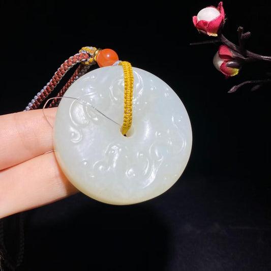 和田山料白玉仿古双貔貅手把件（83.9g）