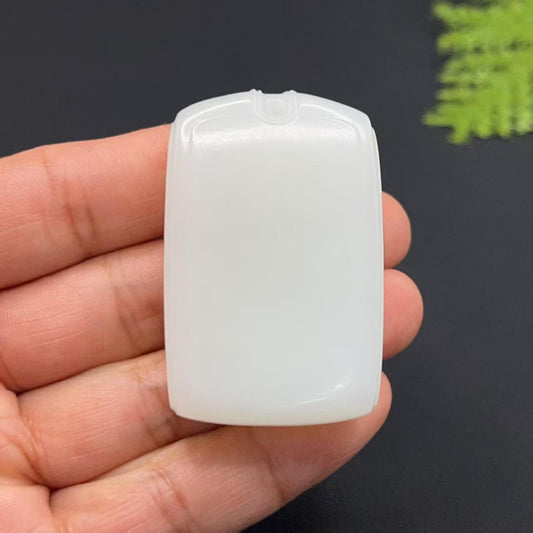 和田玉羊脂白玉平安无事牌玉牌（58.4g）