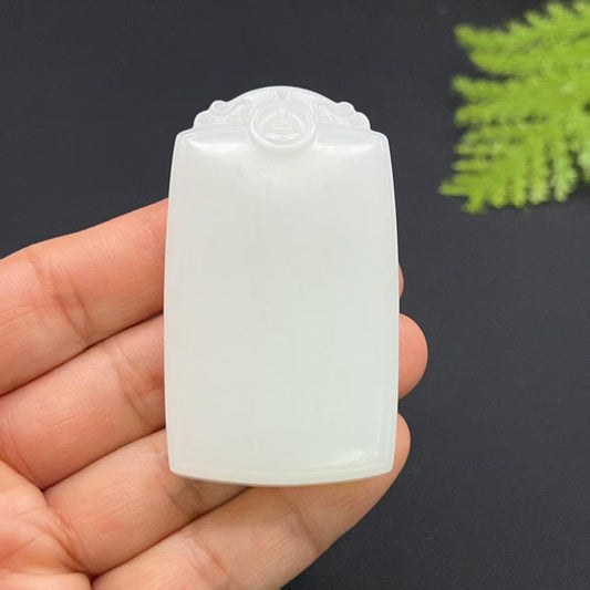 和田玉羊脂白玉平安无事牌玉牌（64.05g）