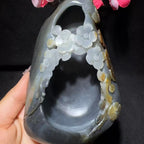 和田玉籽料青花烟灰缸摆件（398.6g）