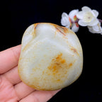 和田玉-洒金皮青花底籽料手把件（190.6克）