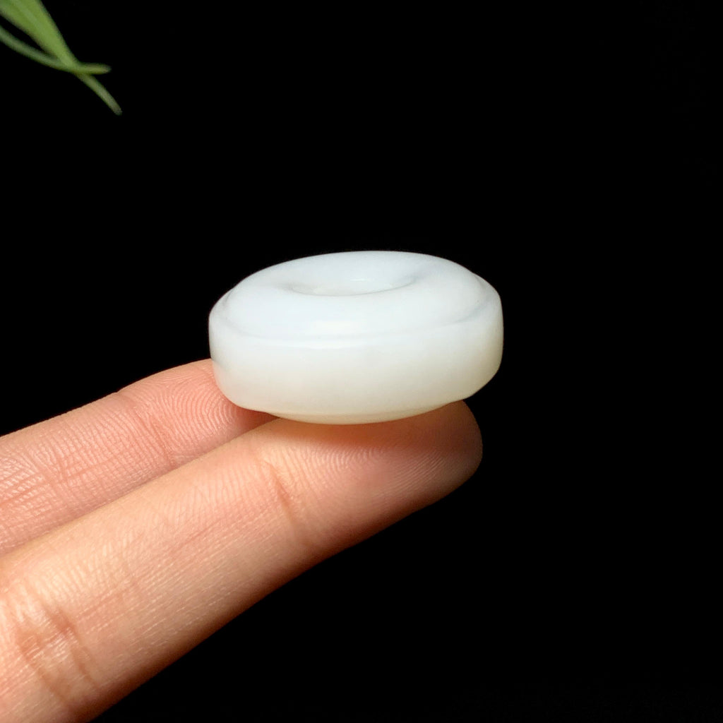 高品质和田白玉方扣平安扣（21.6g）