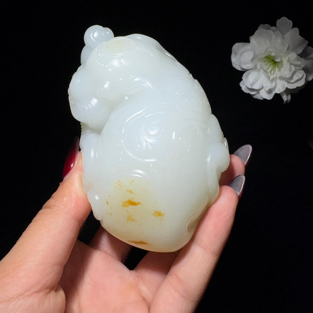 和田玉籽料手把件太平有象（528.0g）