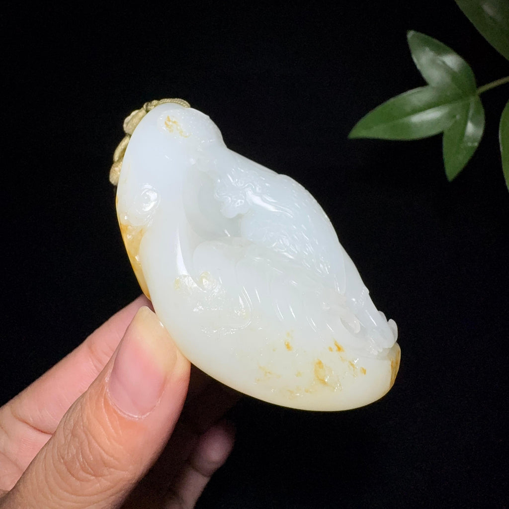 和田玉籽料雄鸡手把件（141.3g）