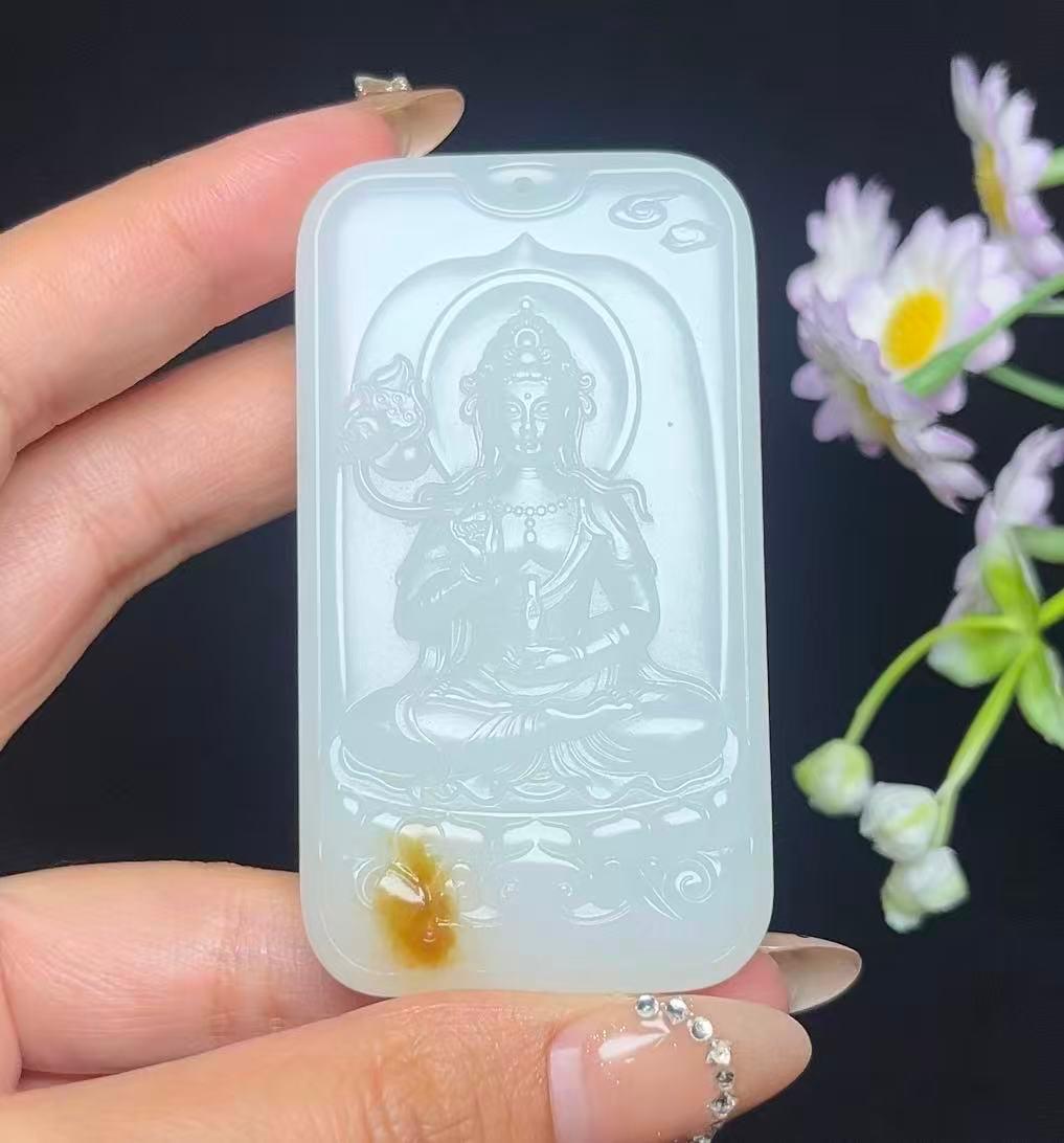 和田玉糖白羊脂白玉观音（68.3g）