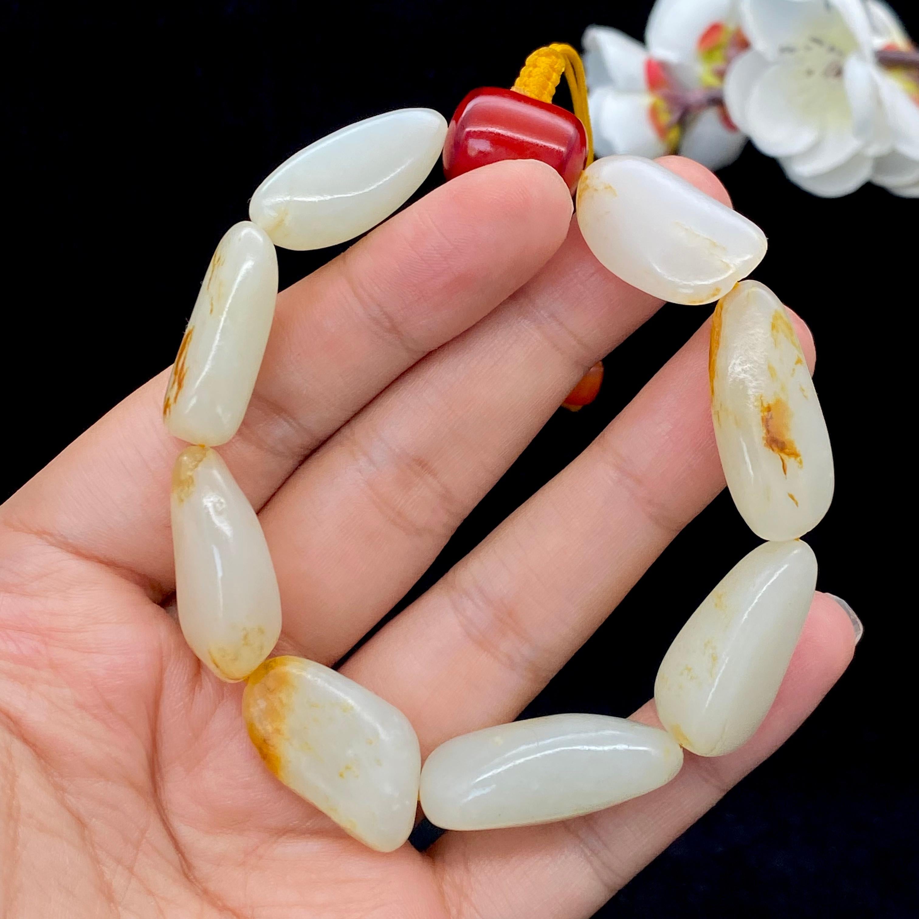 和田玉洒金皮籽料【精品手串】（49g）