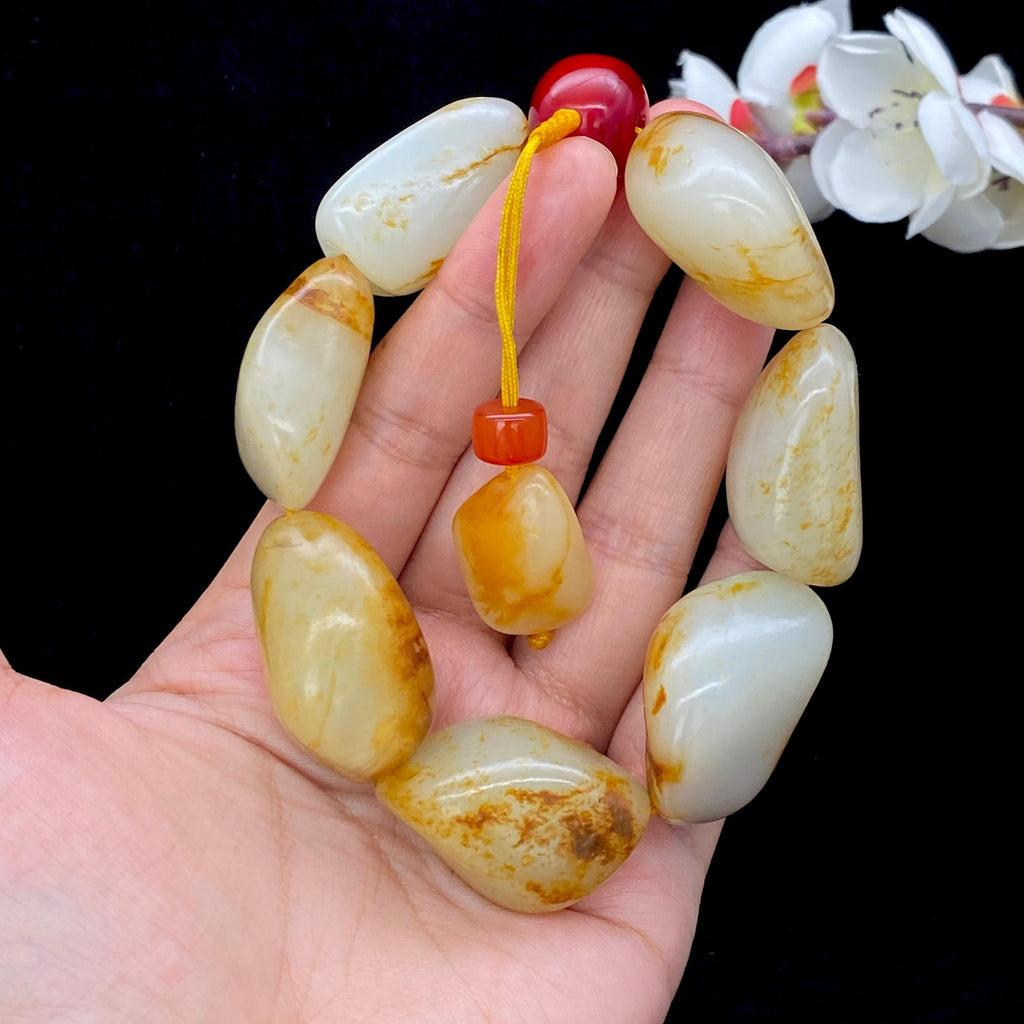 和田玉洒金皮【精品男士手串】（148.4g）