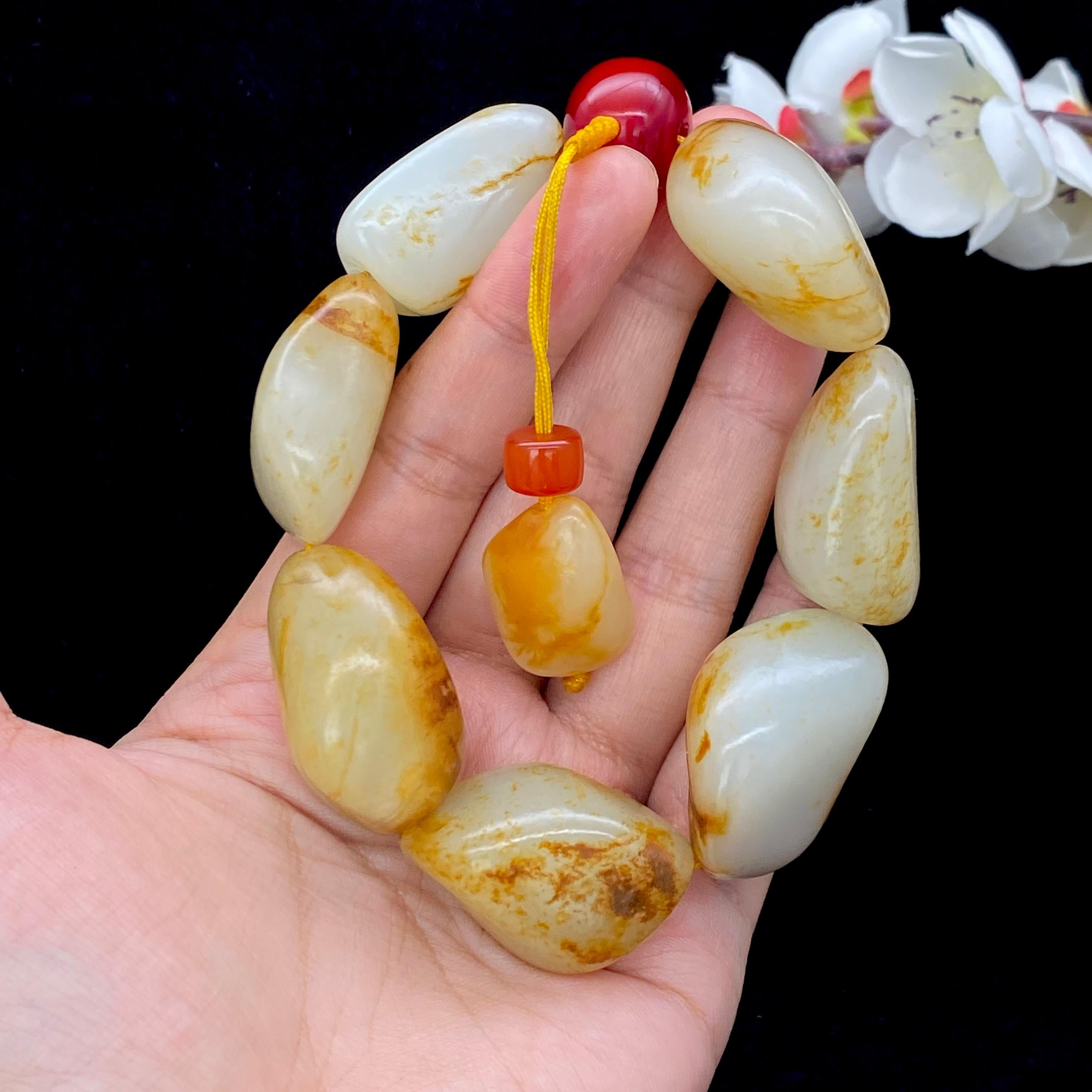 和田玉洒金皮【精品男士手串】（148.4g）