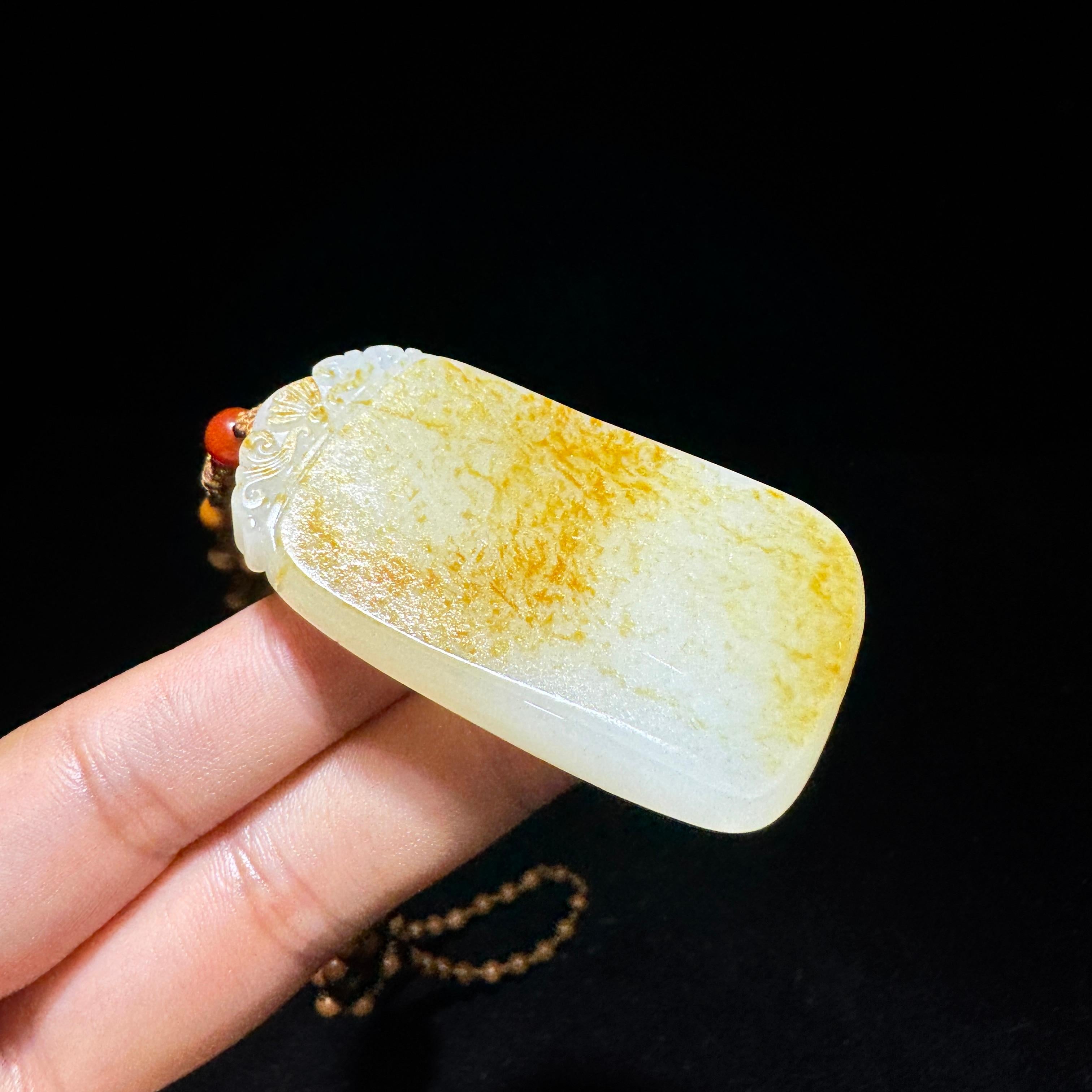 和田玉籽料撒金皮无事牌（59.0g）