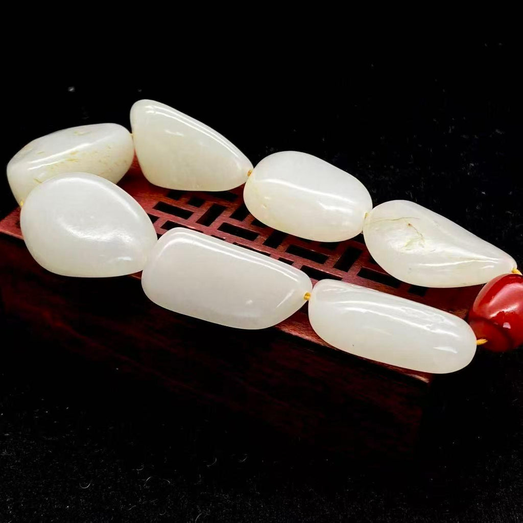 和田玉洒金皮籽料【精品手串】（94.8g）
