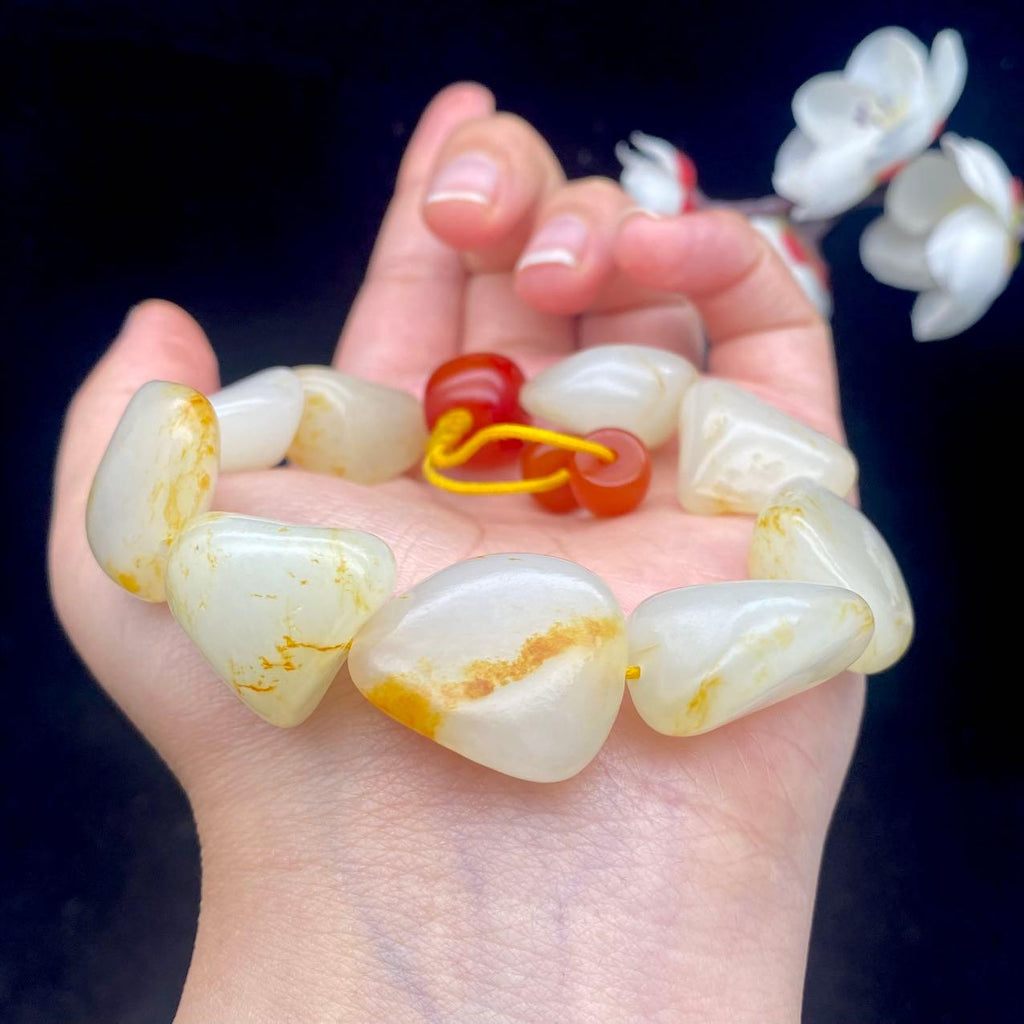 和田玉洒金皮籽料【精品手串】（68.1g）