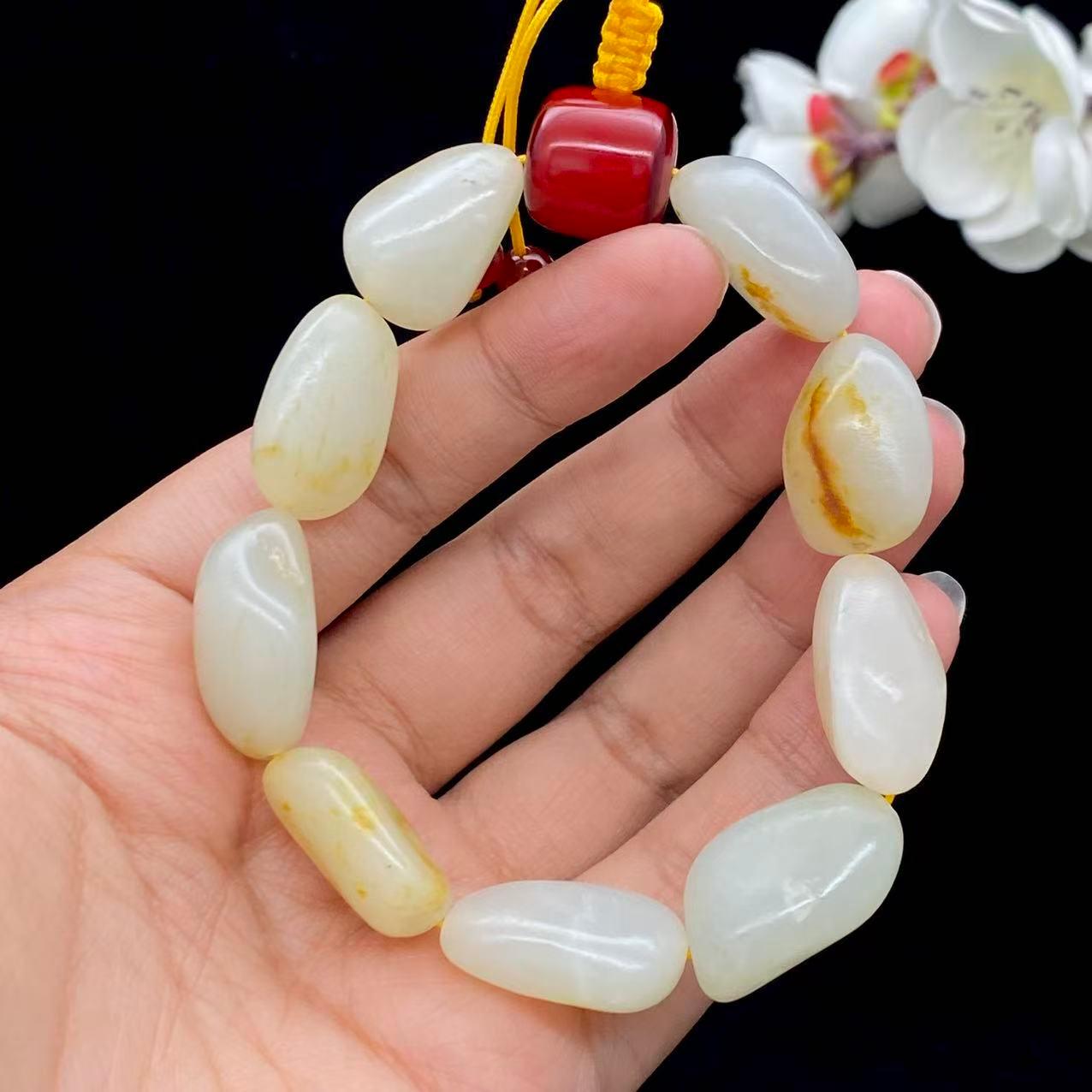 和田玉洒金皮籽料【精品手串】（51g）