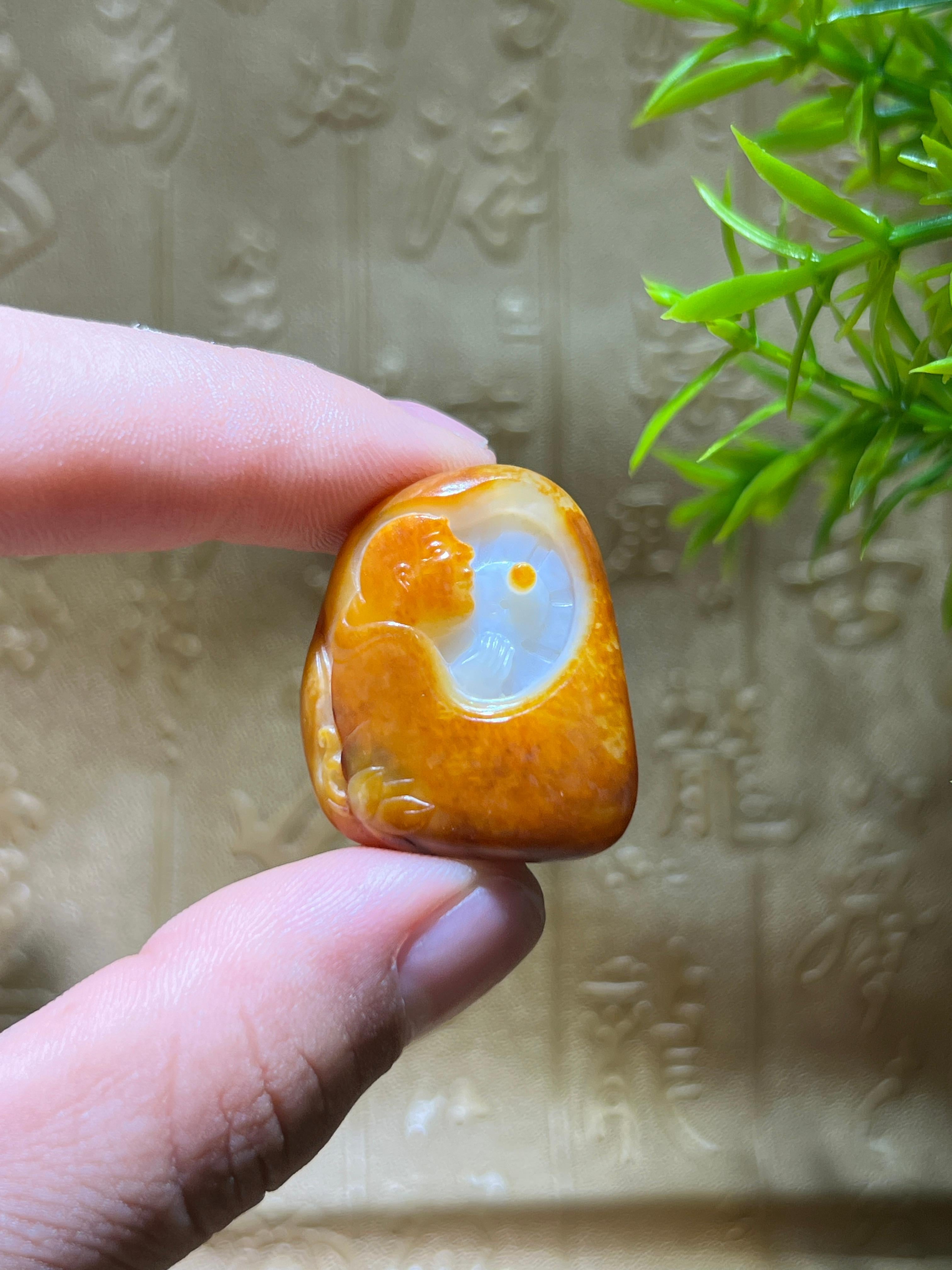 和田玉红皮籽料悟道（13.1g）