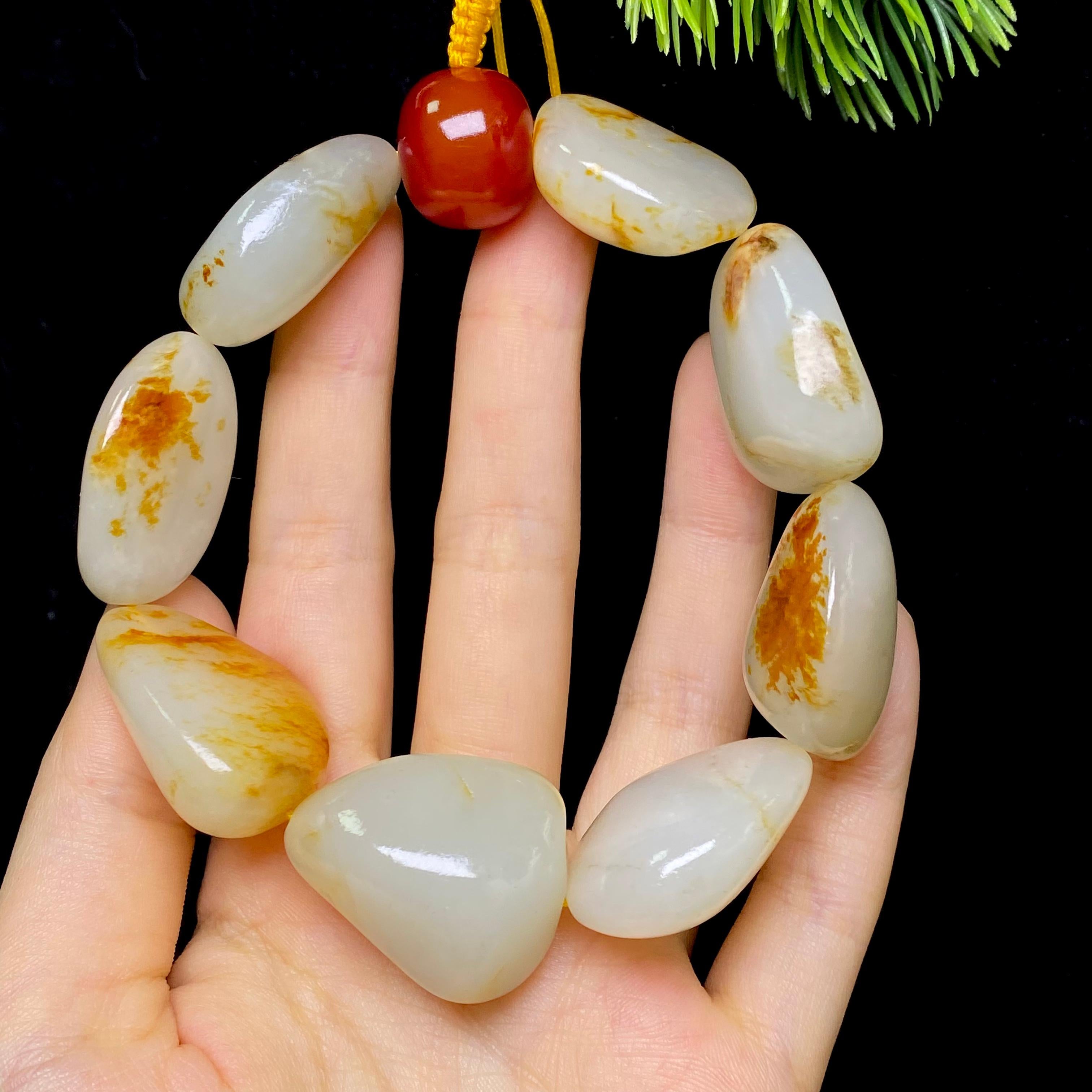 和田玉洒金皮白肉籽料手串（104.5g）