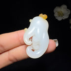 和田玉糖白挂件福寿（15.5g）