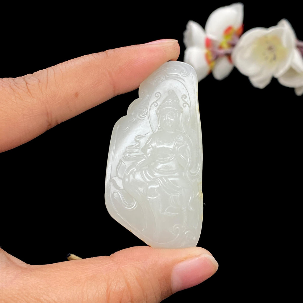 和田玉白玉籽料【坐观音】挂件（35g）