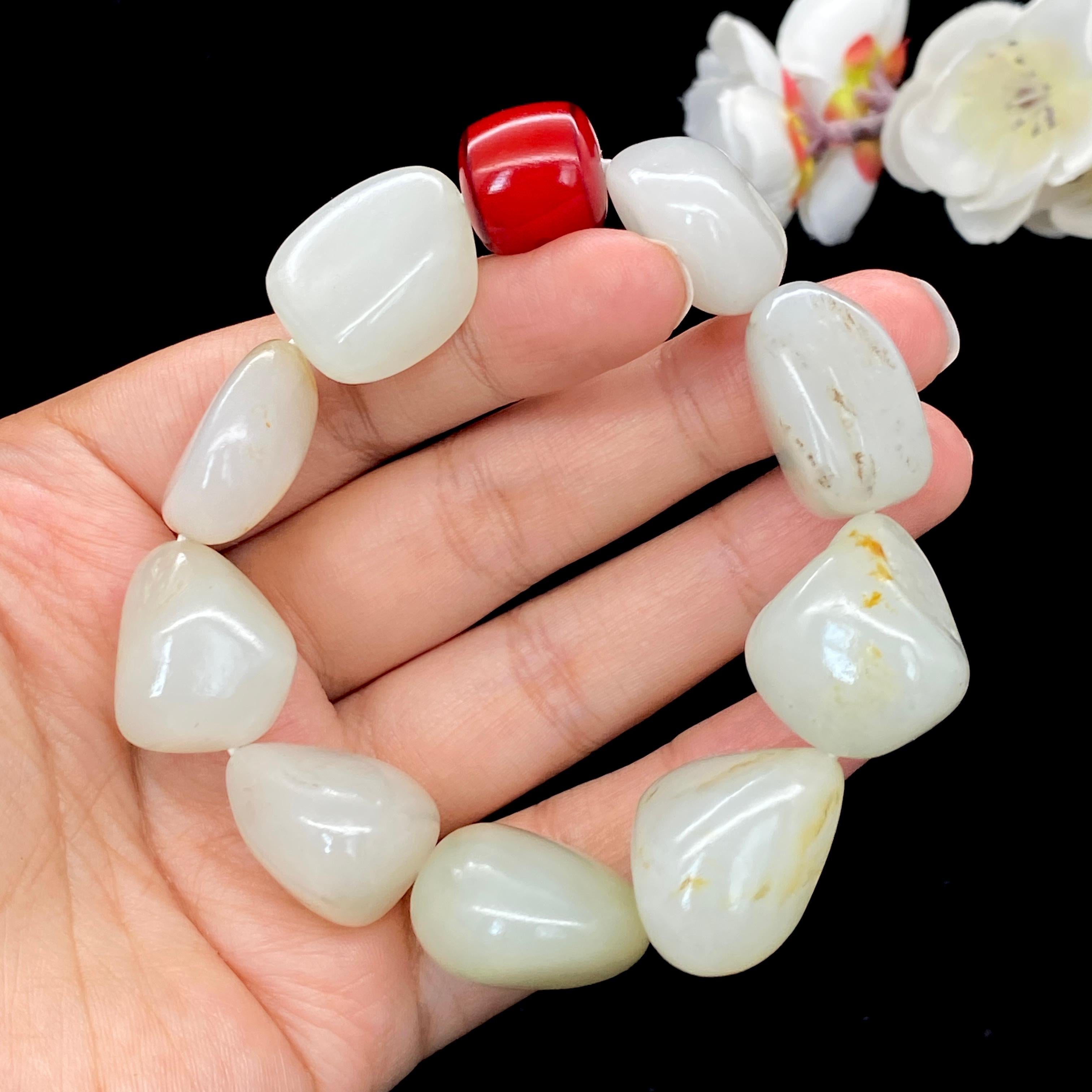 和田玉白玉籽料【精品手串】（85.8g）