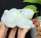 和田羊脂玉貔貅手把件摆件（264.0g）